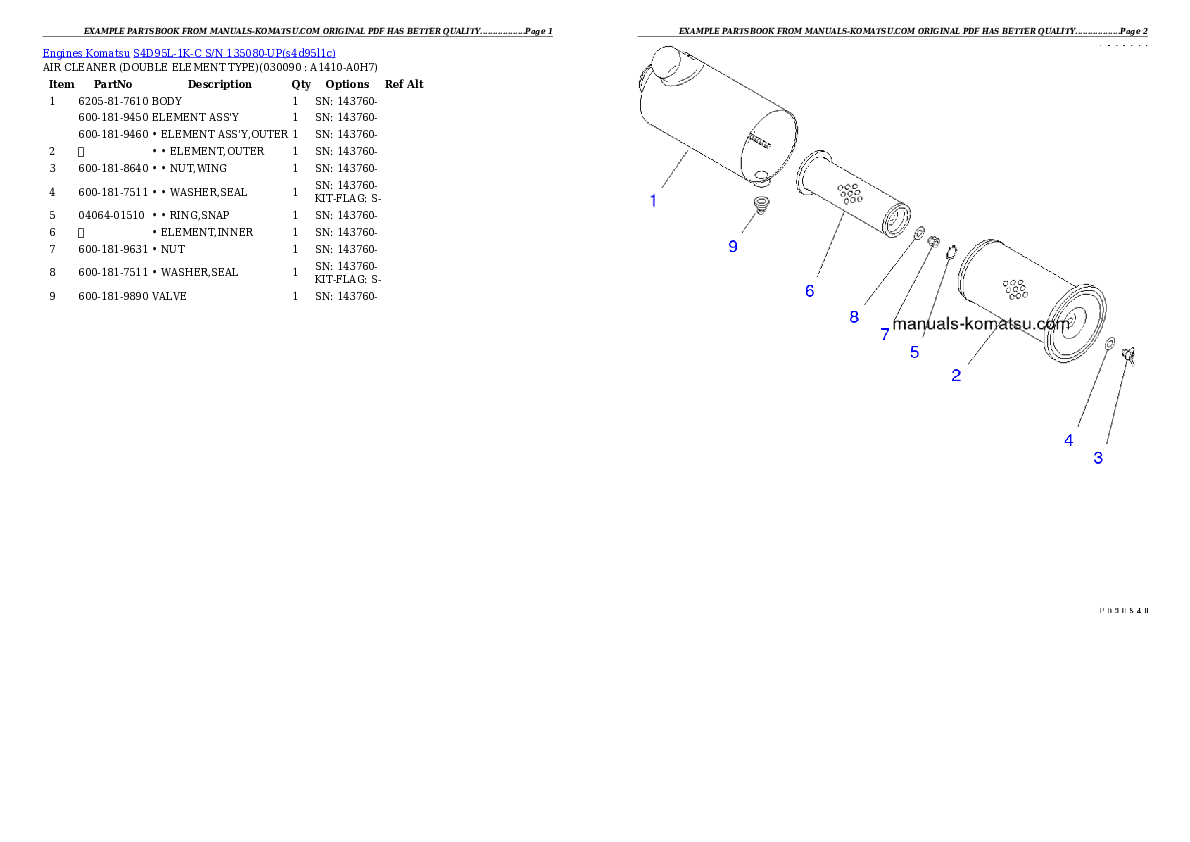 Protected: S4D95L-1K-C S/N 135080-UP Partsbook