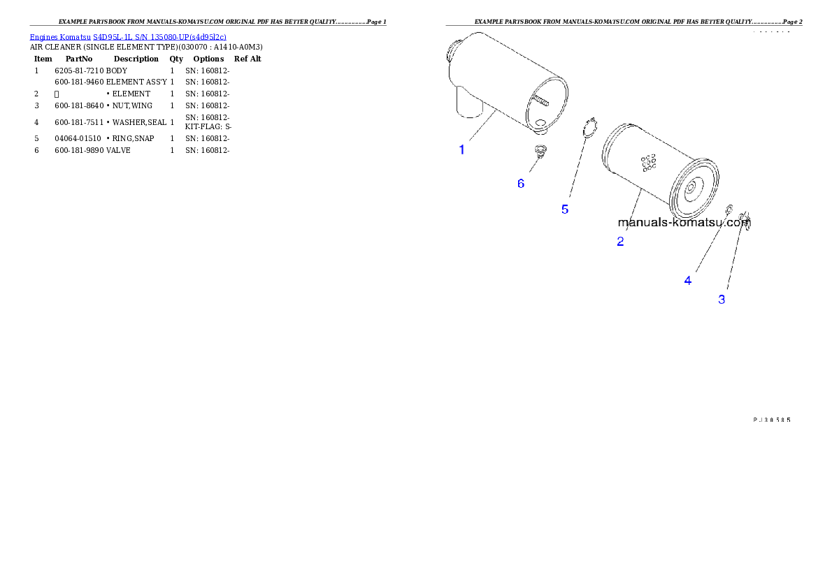 Protected: S4D95L-1L S/N 135080-UP Partsbook
