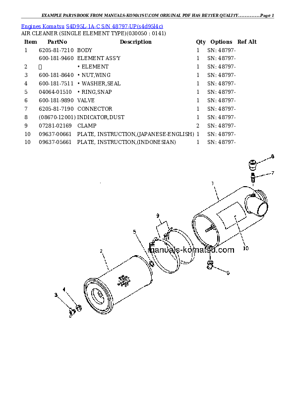 Protected: S4D95L-1A-C S/N 48797-UP Partsbook