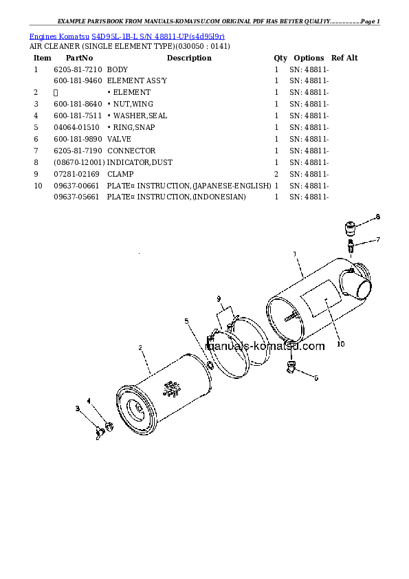 Protected: S4D95L-1B-L S/N 48811-UP Partsbook