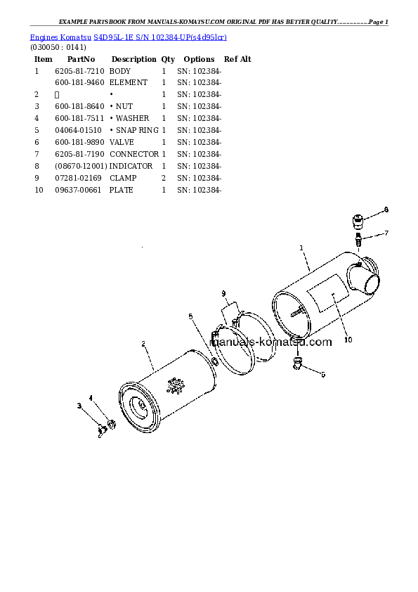 Protected: S4D95L-1E S/N 102384-UP Partsbook