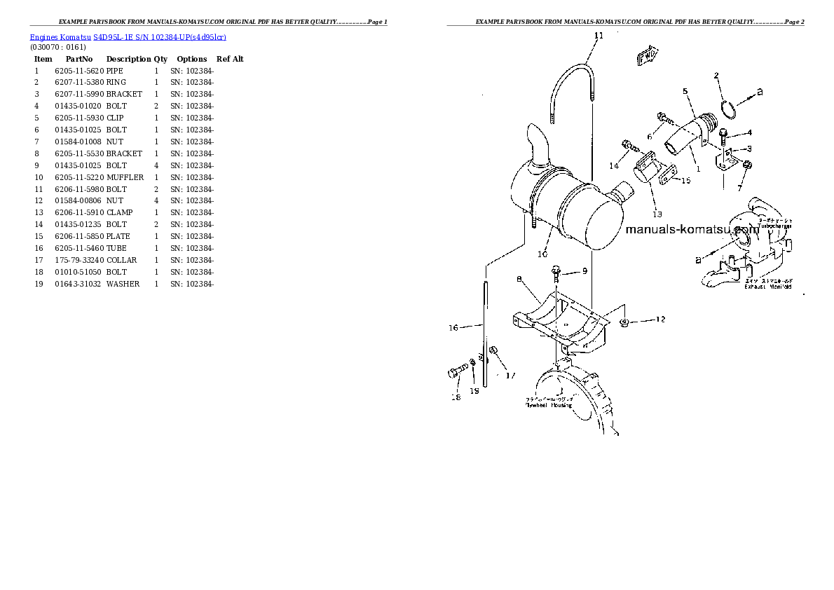 Protected: S4D95L-1E S/N 102384-UP Partsbook