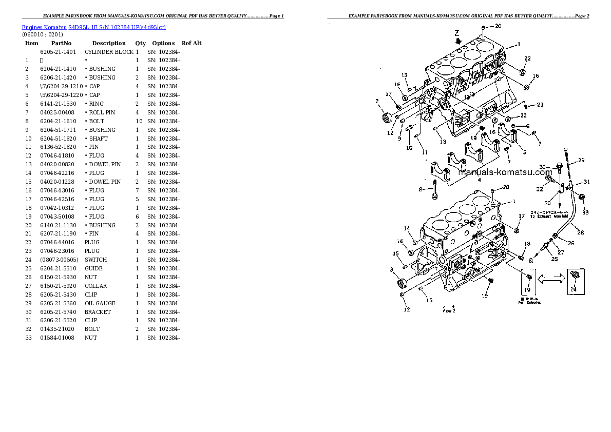 Protected: S4D95L-1E S/N 102384-UP Partsbook