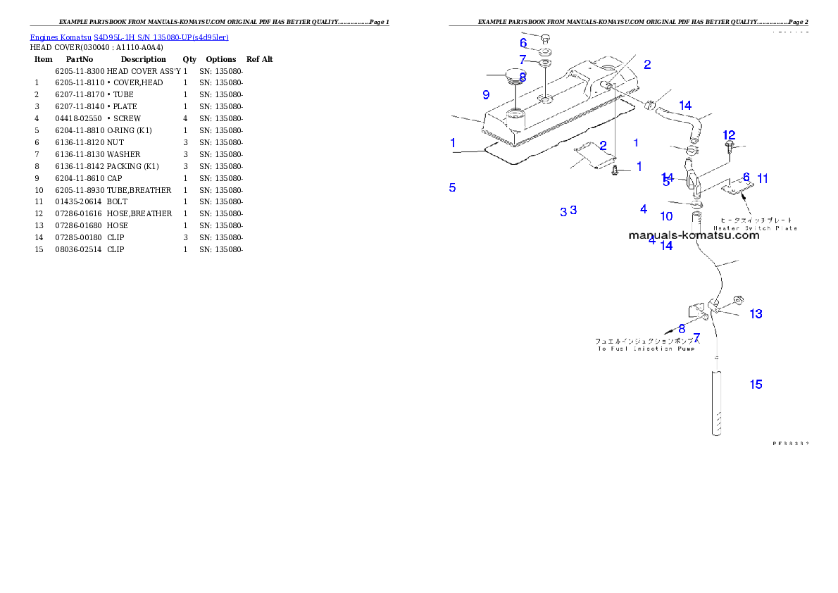 Protected: S4D95L-1H S/N 135080-UP Partsbook