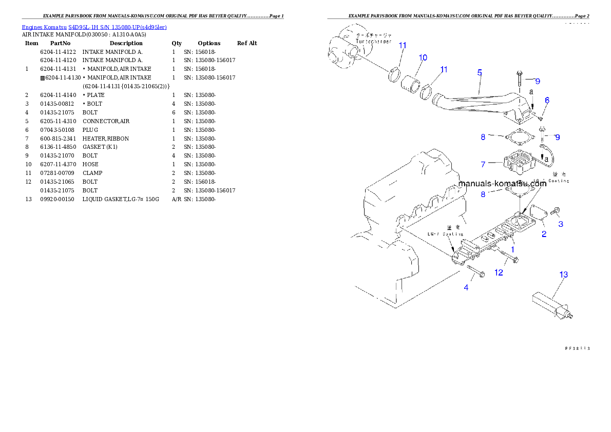 Protected: S4D95L-1H S/N 135080-UP Partsbook