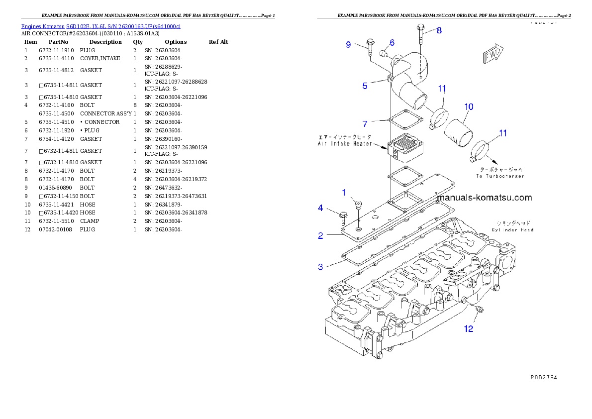 Protected: S6D102E-1X-6L S/N 26200163-UP Partsbook