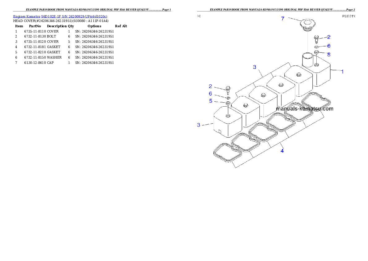 Protected: S6D102E-1F S/N 26200929-UP Partsbook