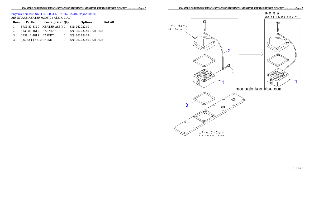 Protected: S6D102E-1C-CA S/N 26202240-UP Partsbook