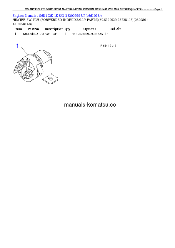 Protected: S6D102E-1E S/N 26200929-UP Partsbook