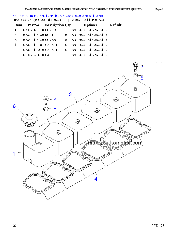 Protected: S6D102E-1C S/N 26200929-UP Partsbook