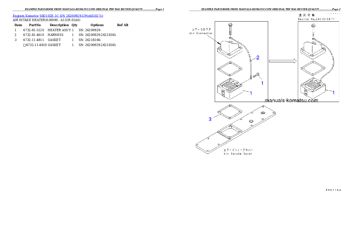 Protected: S6D102E-1C S/N 26200929-UP Partsbook