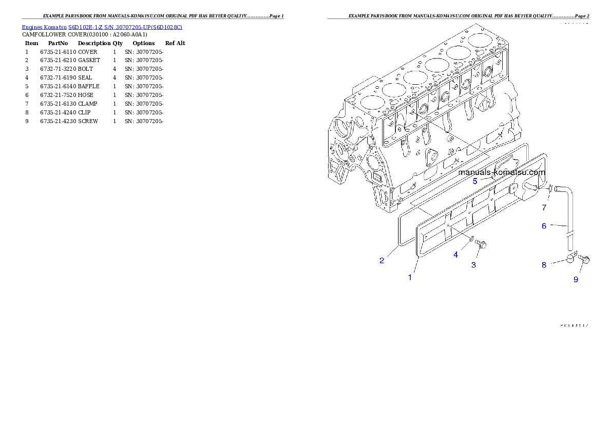 Protected: S6D102E-1-Z S/N 30707205-UP Partsbook