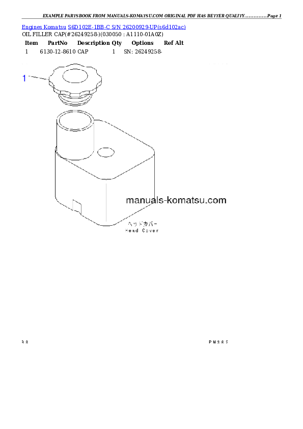Protected: S6D102E-1BB-C S/N 26200929-UP Partsbook