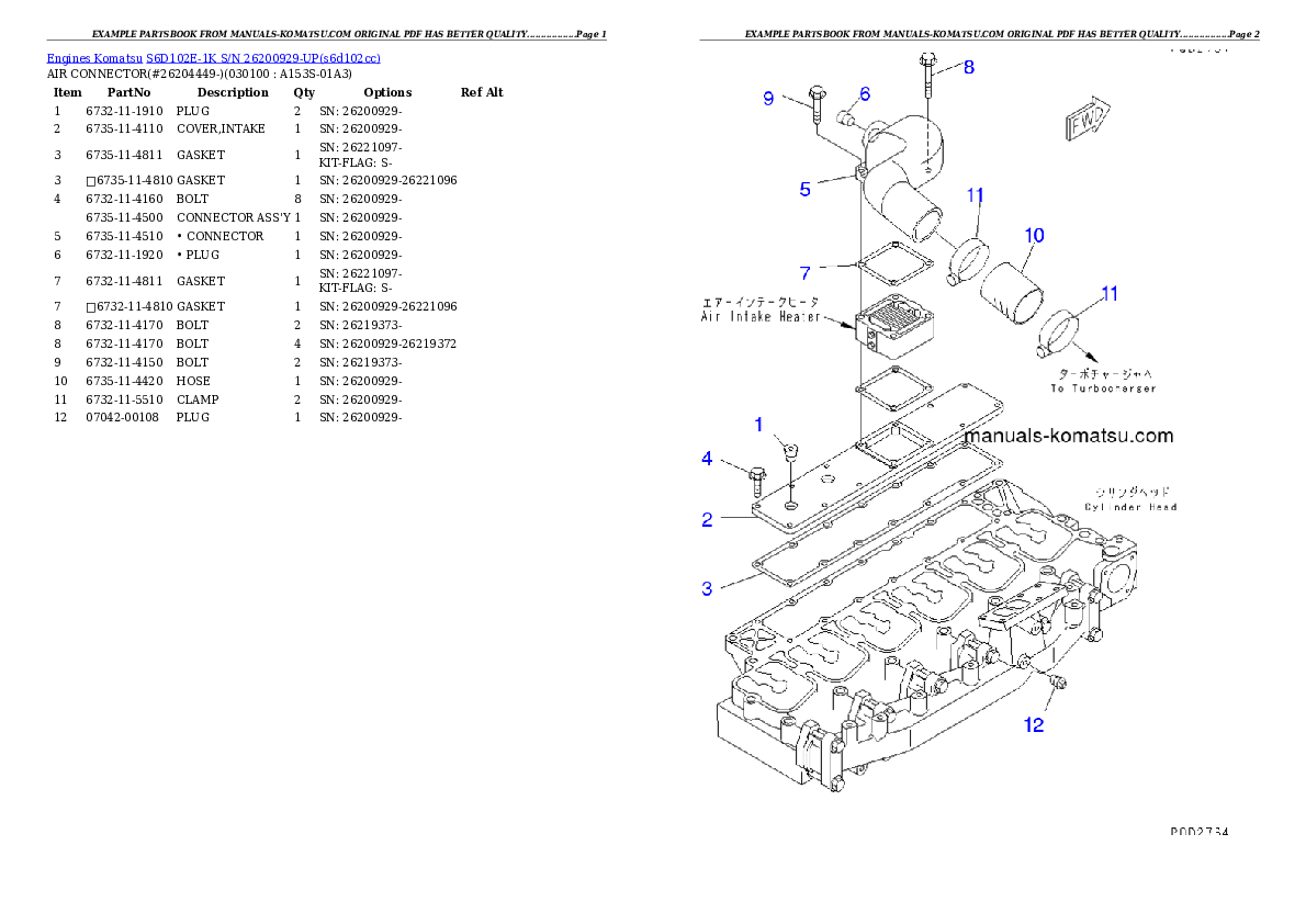 Protected: S6D102E-1K S/N 26200929-UP Partsbook