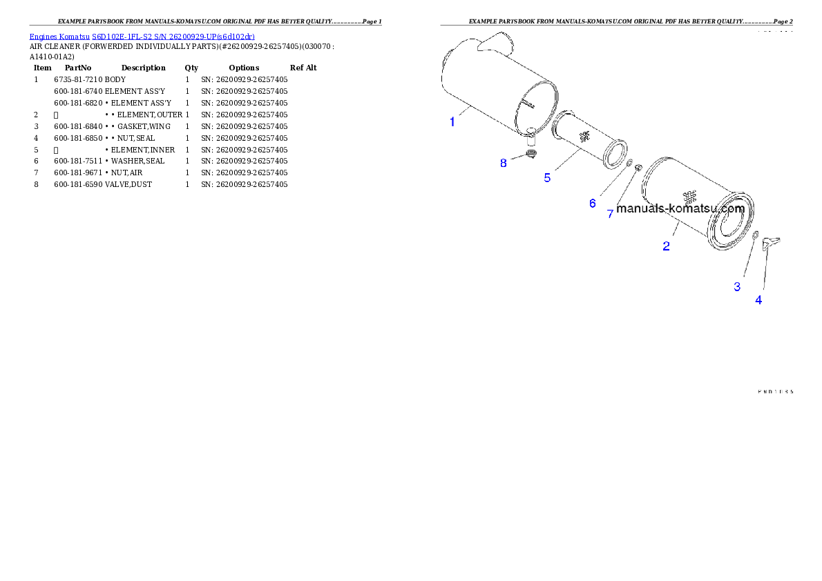 Protected: S6D102E-1FL-S2 S/N 26200929-UP Partsbook