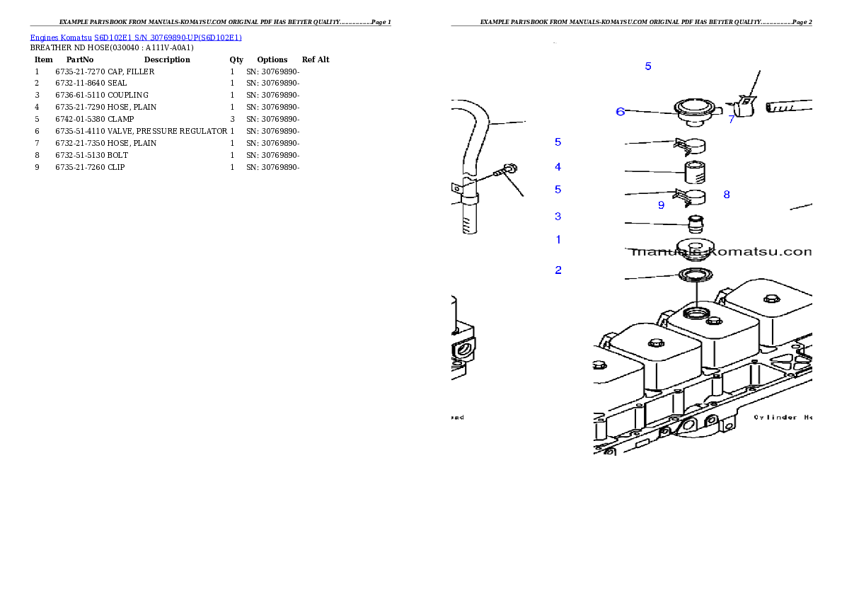 Protected: S6D102E1 S/N 30769890-UP Partsbook