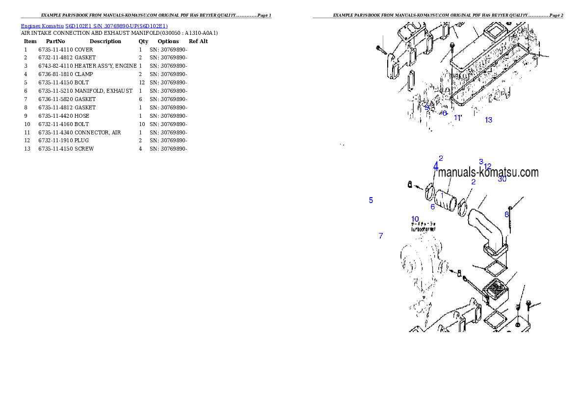 Protected: S6D102E1 S/N 30769890-UP Partsbook