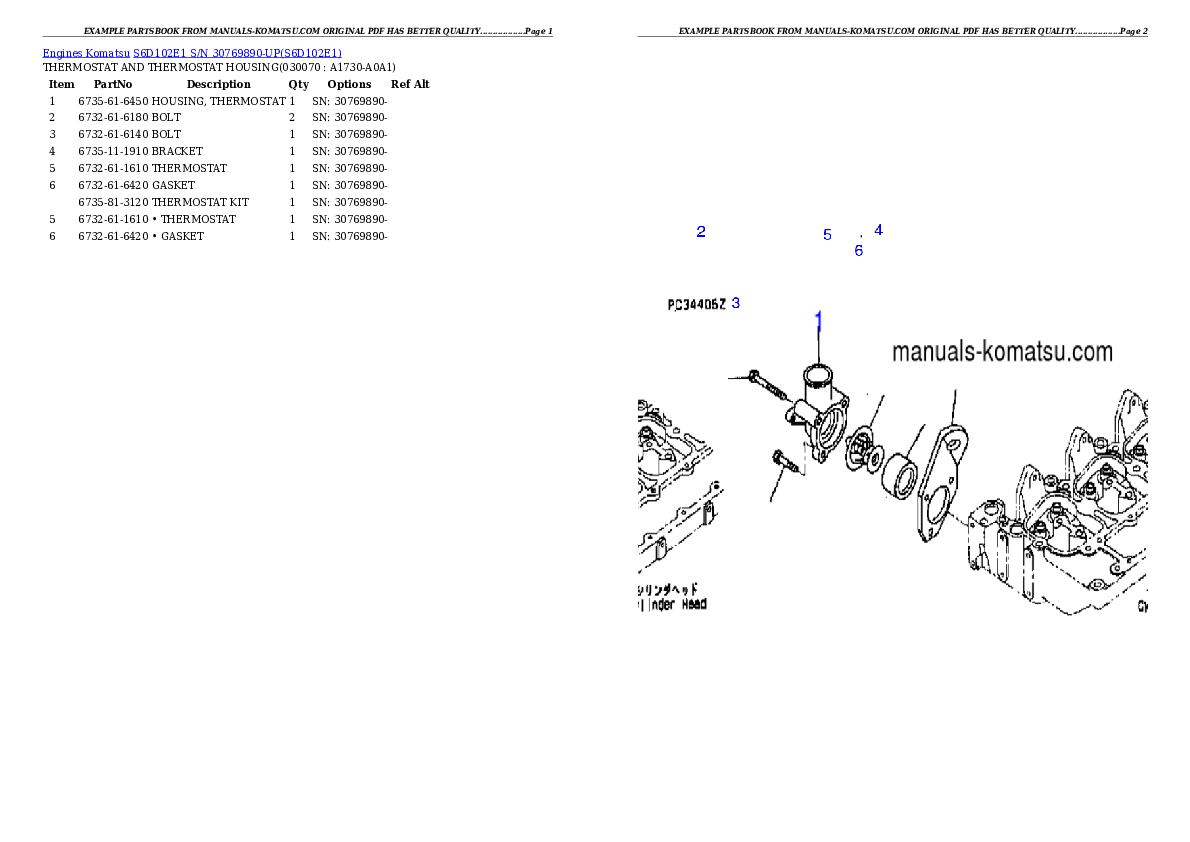 Protected: S6D102E1 S/N 30769890-UP Partsbook