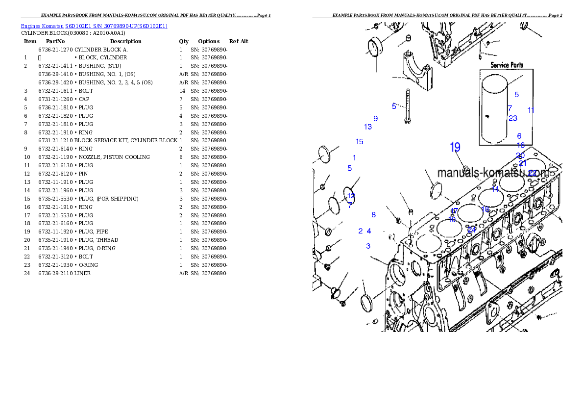 Protected: S6D102E1 S/N 30769890-UP Partsbook