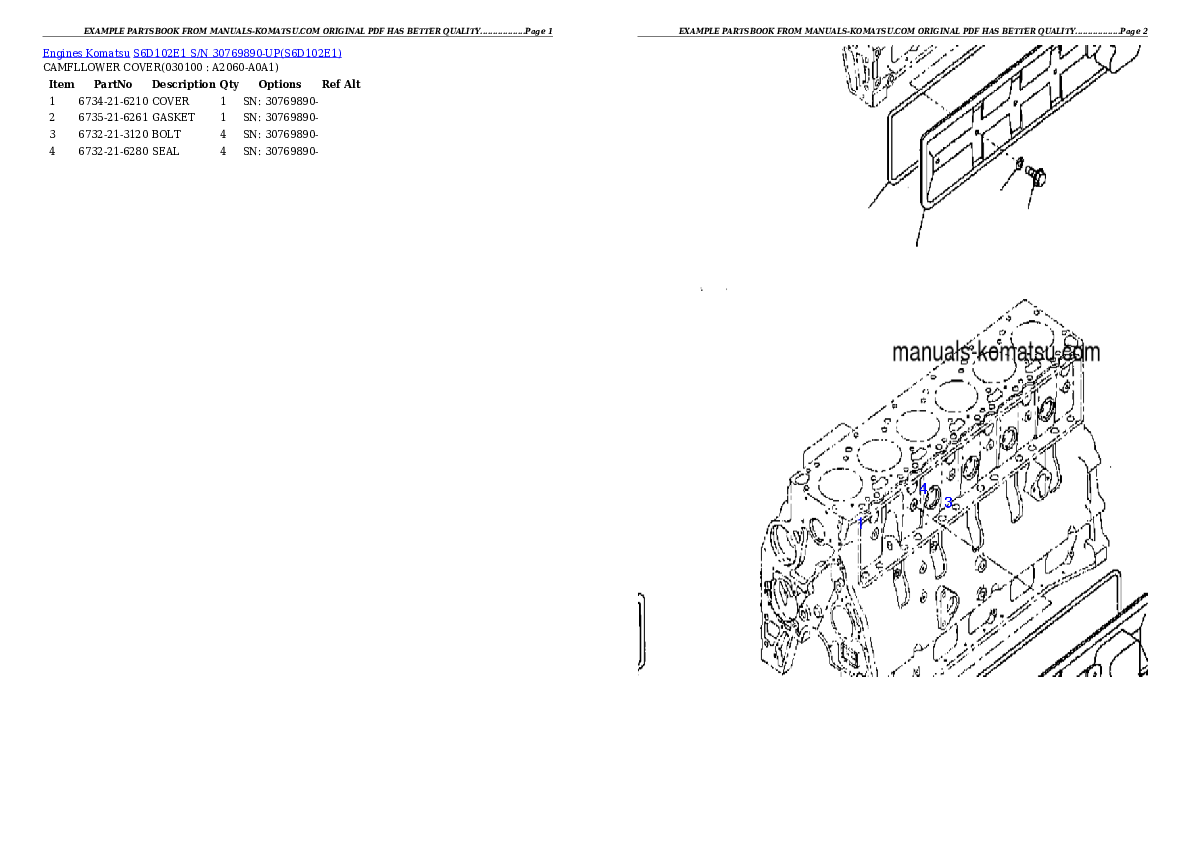 Protected: S6D102E1 S/N 30769890-UP Partsbook
