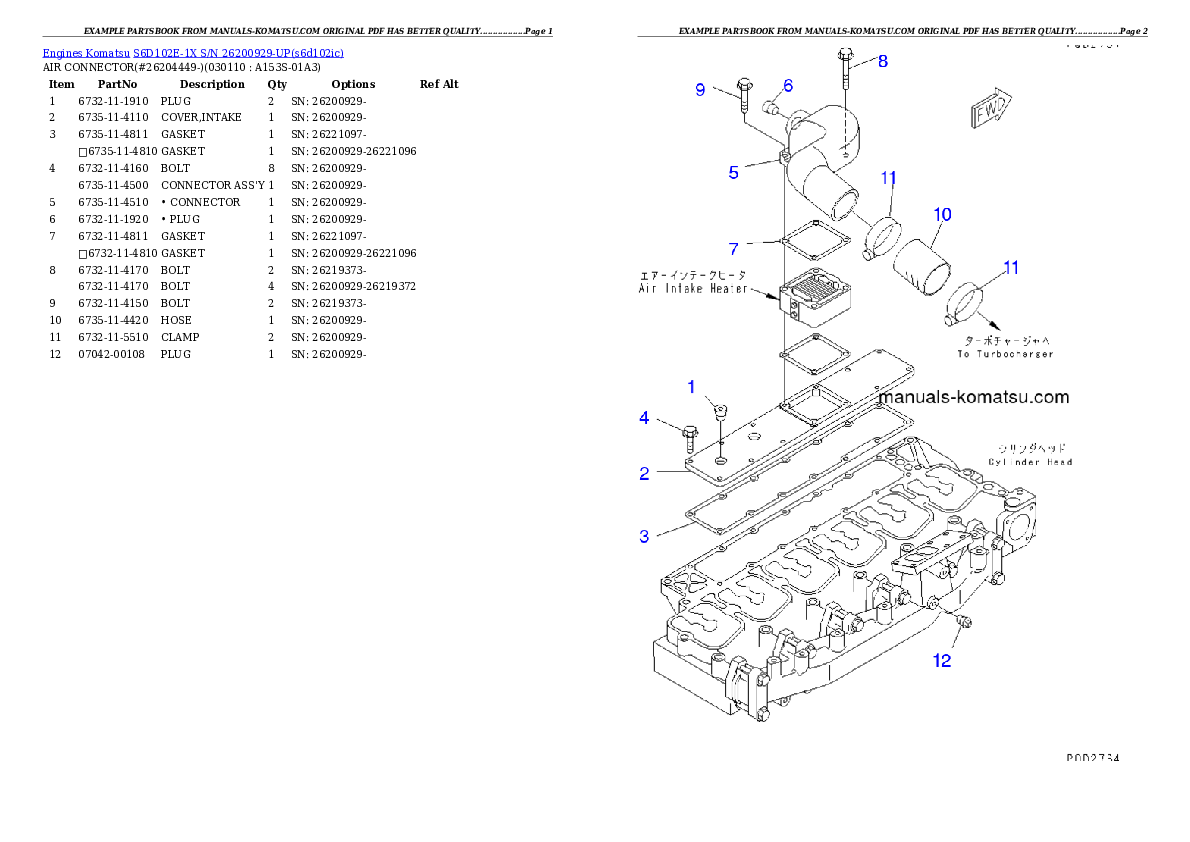 Protected: S6D102E-1X S/N 26200929-UP Partsbook