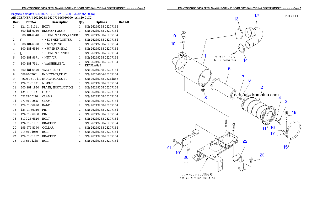 Protected: S6D102E-1BB-6 S/N 26200163-UP Partsbook