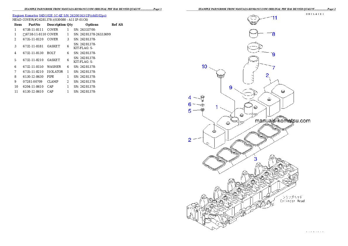 Protected: S6D102E-1C-6Z S/N 26200163-UP Partsbook
