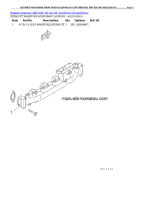 Protected: S6D102E-1W-6A S/N 26200163-UP Partsbook
