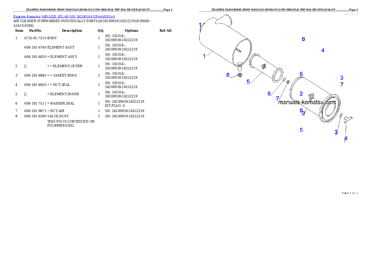 Protected: S6D102E-1FL-6S S/N 26200163-UP Partsbook