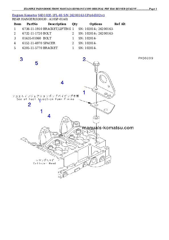 Protected: S6D102E-1FL-6S S/N 26200163-UP Partsbook