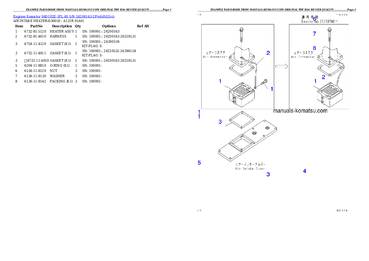 Protected: S6D102E-1FL-6S S/N 26200163-UP Partsbook