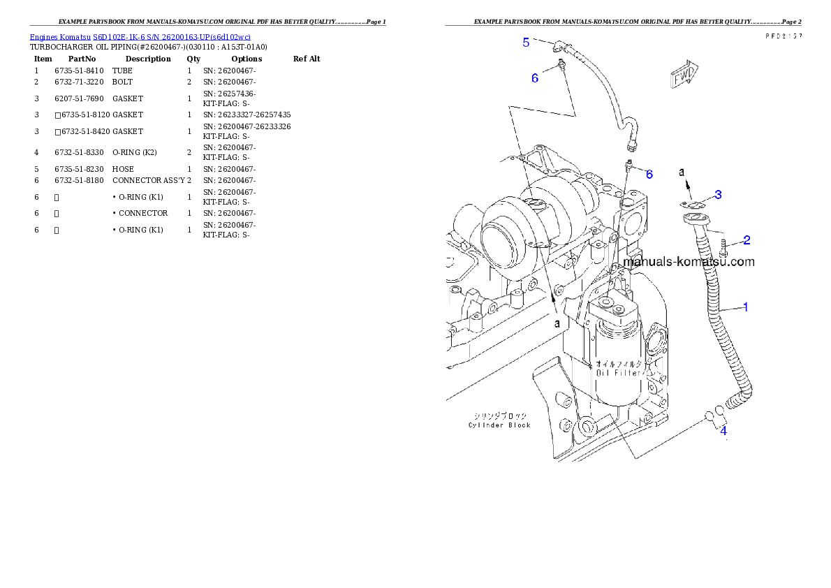 Protected: S6D102E-1K-6 S/N 26200163-UP Partsbook