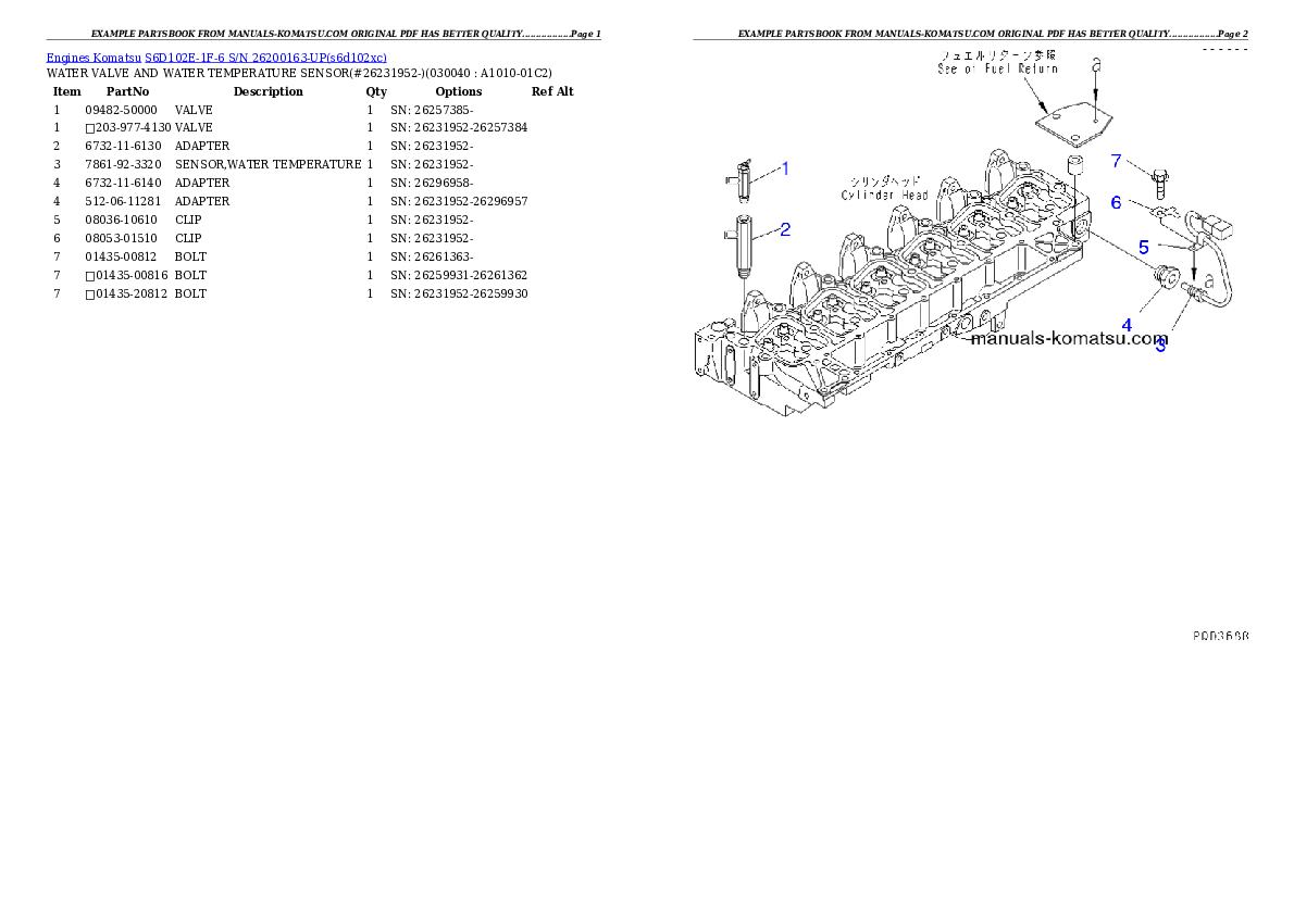Protected: S6D102E-1F-6 S/N 26200163-UP Partsbook