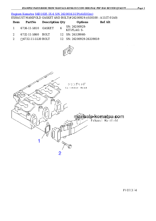 Protected: S6D102E-1X-6 S/N 26200163-UP Partsbook