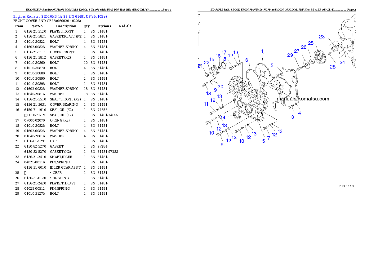 Protected: S6D105-B-1A-SS S/N 61481-UP Partsbook
