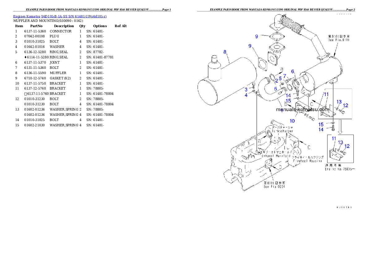 Protected: S6D105-B-1A-SS S/N 61481-UP Partsbook