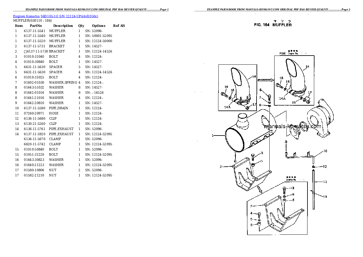Protected: S6D105-1G S/N 12124-UP Partsbook