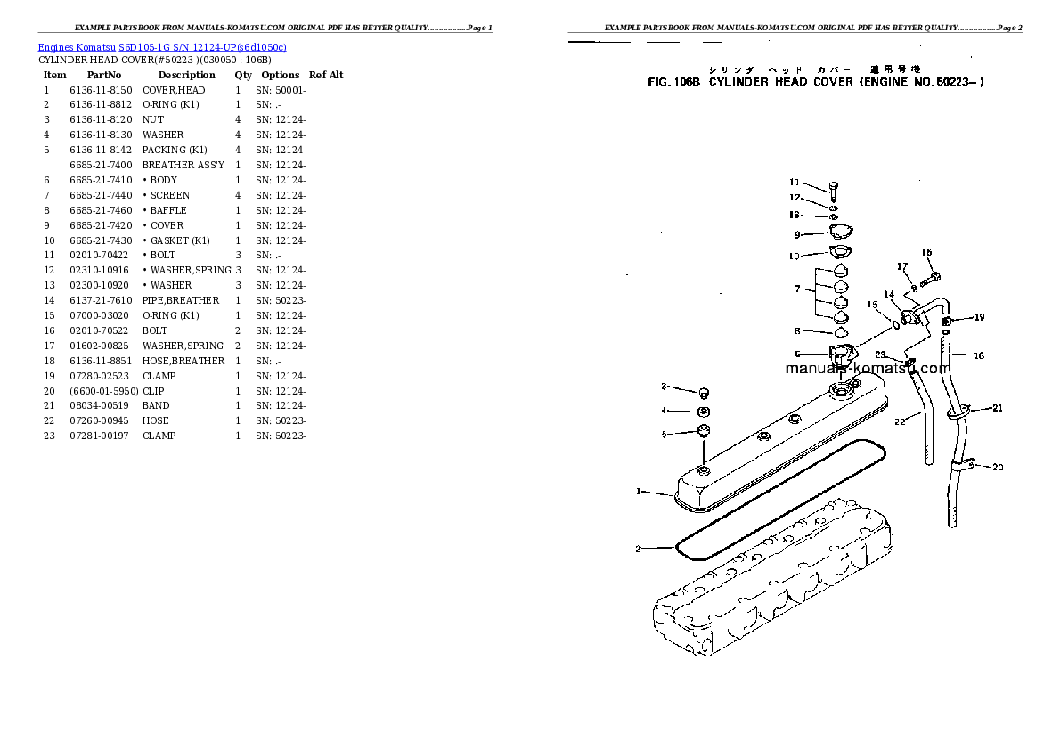 Protected: S6D105-1G S/N 12124-UP Partsbook
