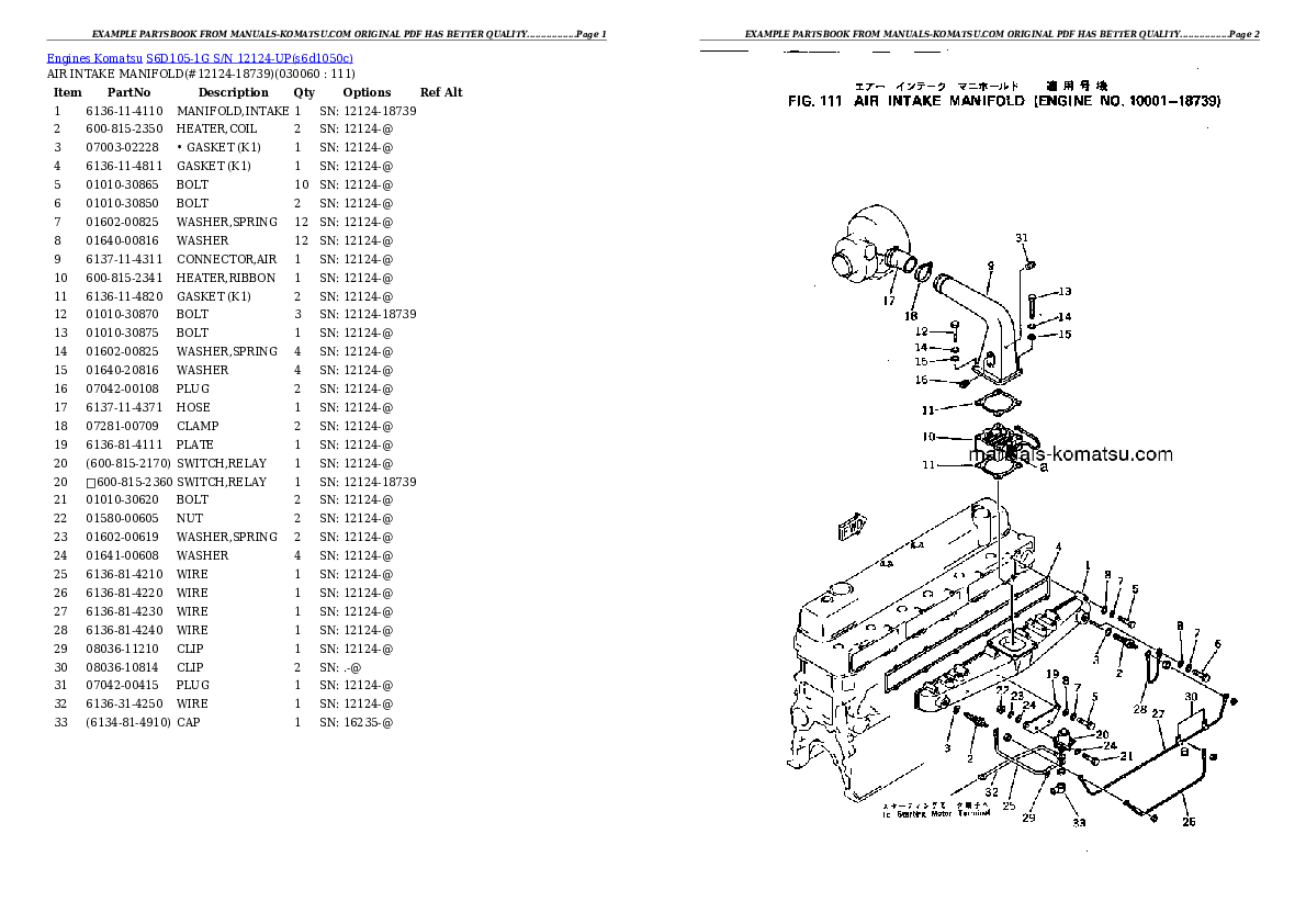 Protected: S6D105-1G S/N 12124-UP Partsbook