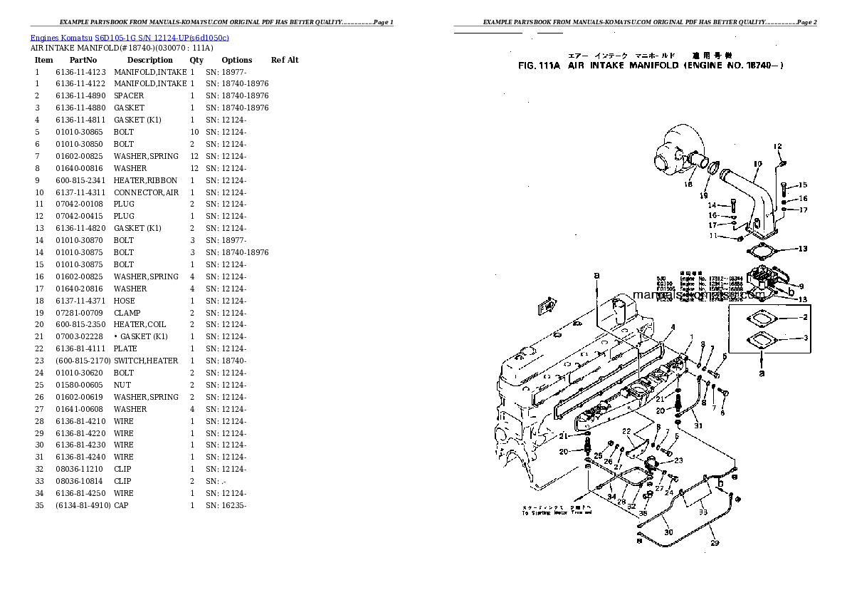 Protected: S6D105-1G S/N 12124-UP Partsbook