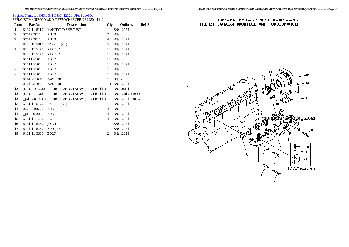 Protected: S6D105-1G S/N 12124-UP Partsbook