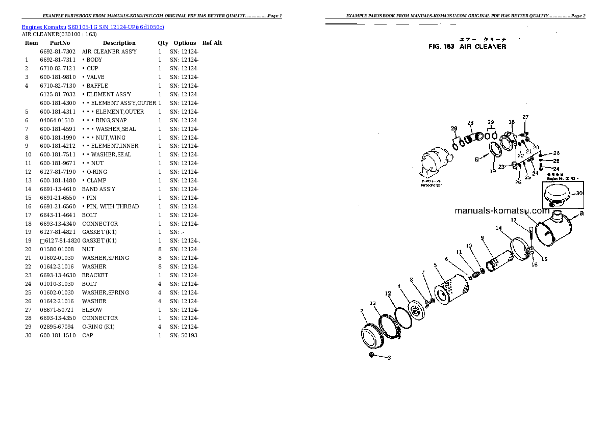 Protected: S6D105-1G S/N 12124-UP Partsbook