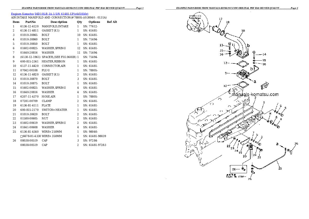 Protected: S6D105-B-1A-5 S/N 61481-UP Partsbook