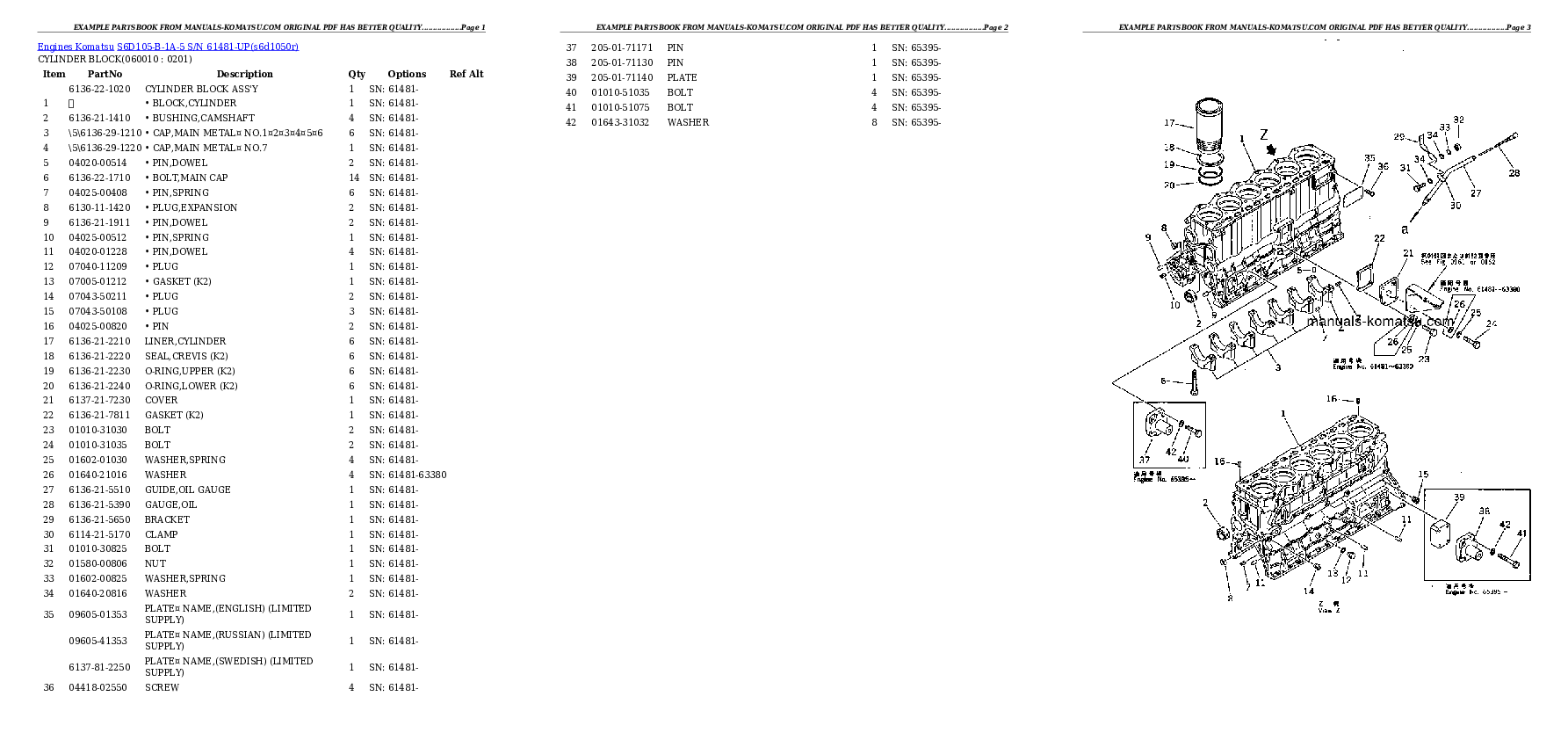 Protected: S6D105-B-1A-5 S/N 61481-UP Partsbook