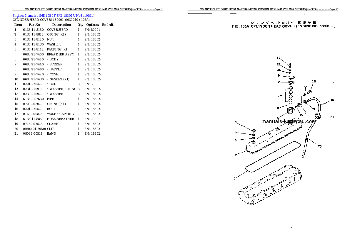 Protected: S6D105-1F S/N 18302-UP Partsbook