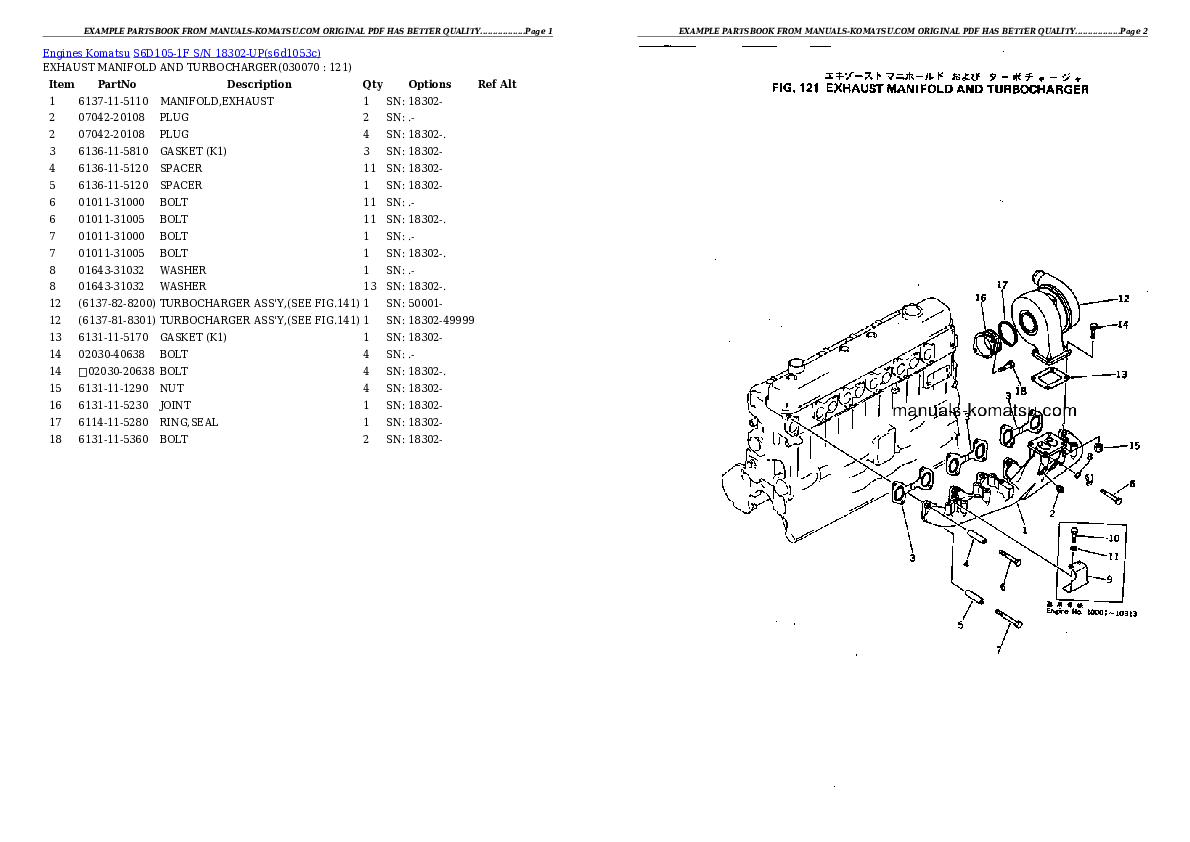 Protected: S6D105-1F S/N 18302-UP Partsbook