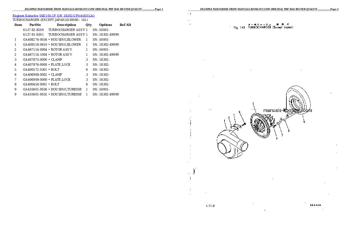 Protected: S6D105-1F S/N 18302-UP Partsbook