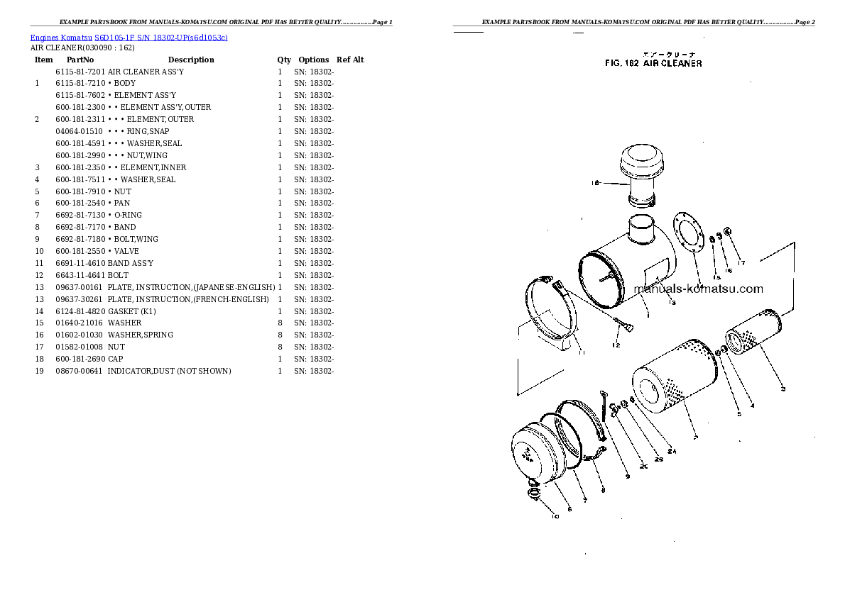 Protected: S6D105-1F S/N 18302-UP Partsbook