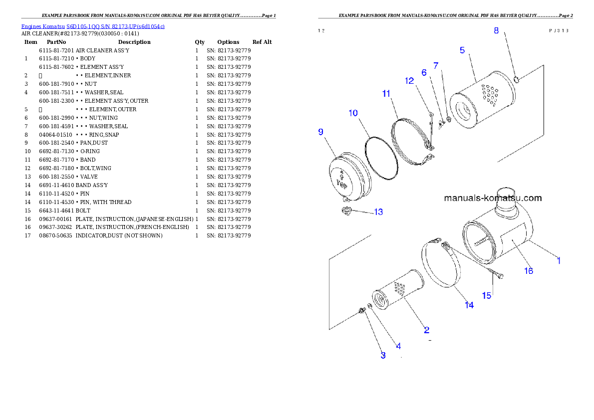 Protected: S6D105-1QQ S/N 82173-UP Partsbook