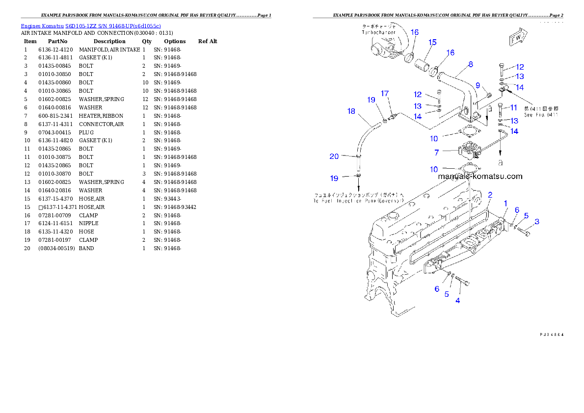 Protected: S6D105-1ZZ S/N 91468-UP Partsbook